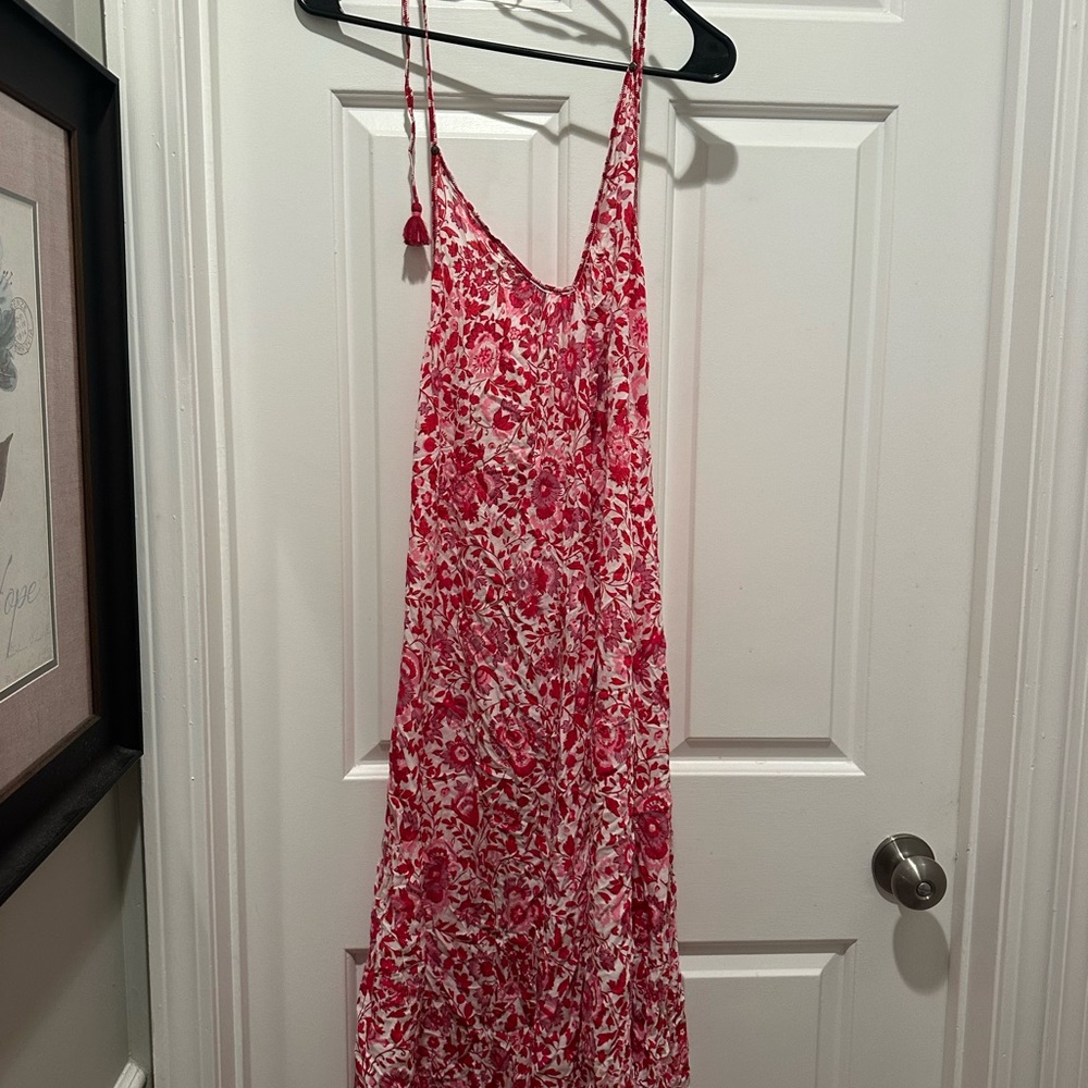 Poupette St. Barth Vibrant Red and White Maxi Dress